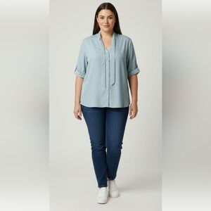 NWT Liumilac Dressy Top Button Up Silk Feel - XL